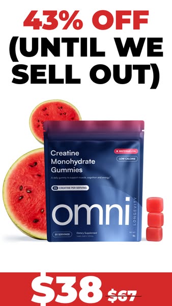 OMNI Longevity ad: Creatine Made Delicious 🍉 🍑