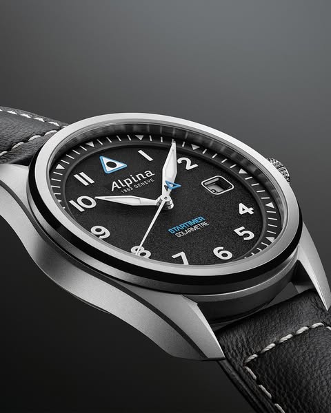 Alpina ad: Introducing the new Startimer Pilot Solarmetre. ⁣ ⁣ Powered by natural or artificial light, with up to 10 months of autonomy and a new 38 mm