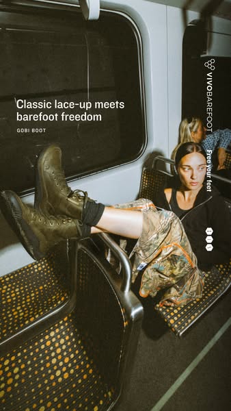 Vivobarefoot ad: Classic boots, barefoot freedom