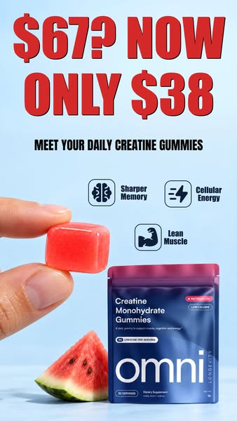 OMNI Longevity ad: Creatine Made Delicious 🍉 🍑