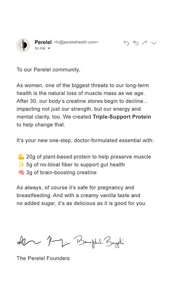 Perelel ad: Delicious plant-based protein made by doctors