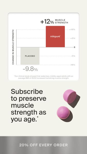 Timeline Longevity ad: Save 20% On Mitopure®