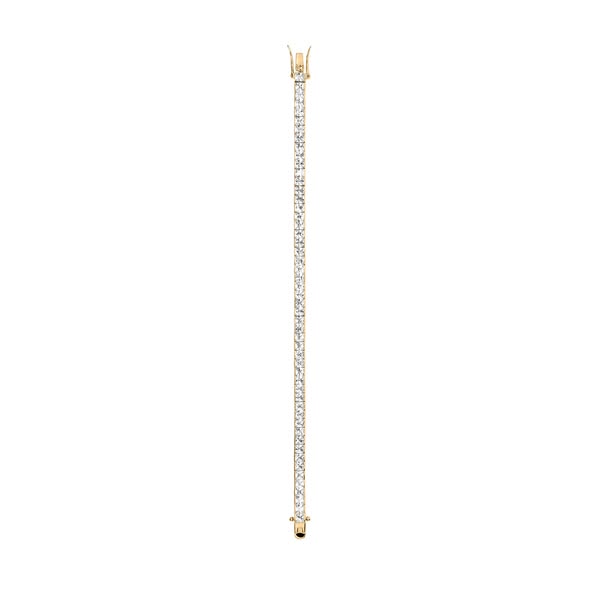 Dorsey ad: DORSEY PRINCESS-CUT RIVIÈRE BRACELET IN LAB WHITE SAPPHIRE, 18K GOLD VERMEIL | $705