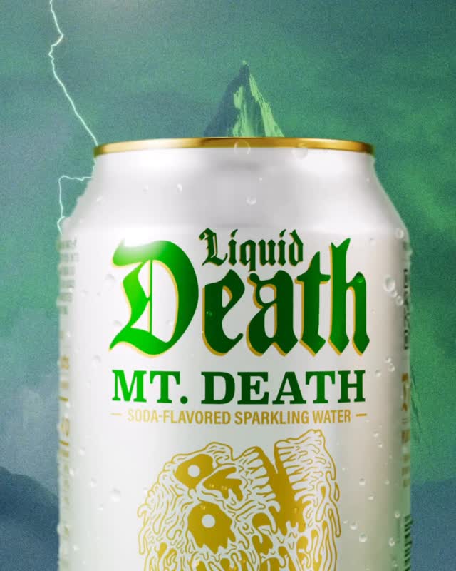 Liquid Death ad: ⛰️☠️ No artificial sweeteners, no caffeine, tons of flavor ☠️⛰️ MT Everest is no longer impressive. Tell your friends you spent 2 months and