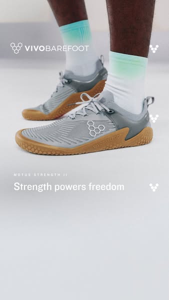 Vivobarefoot ad: Strength powers freedom.