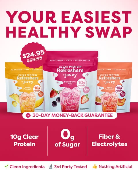 Javvy ad: 🍓 Javvy's Protein Refreshers Are Here!!