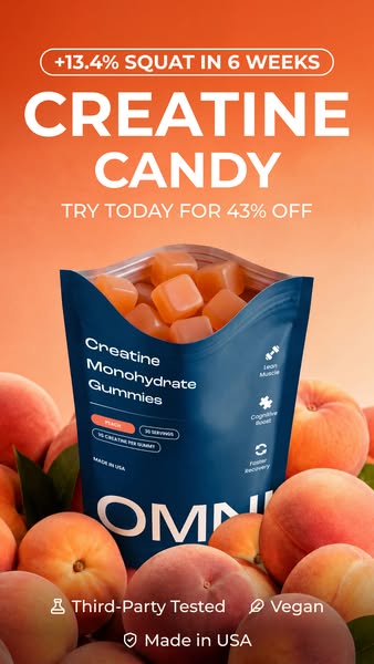 OMNI Longevity ad: Creatine Made Delicious 🍉 🍑