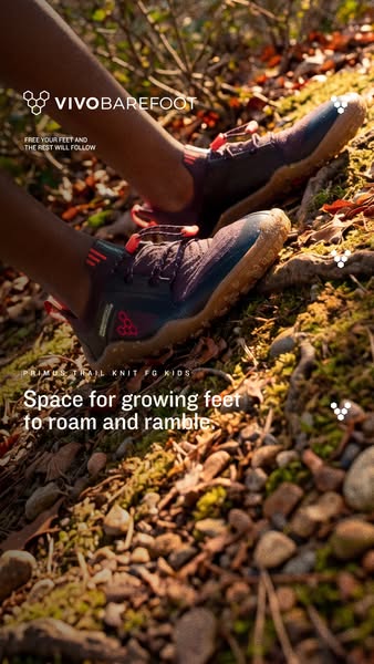 Vivobarefoot ad: Space for growing feet to roam and ramble.