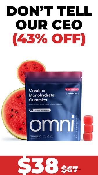 OMNI Longevity ad: Creatine Made Delicious 🍉 🍑