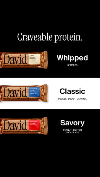 David Protein ad: 20g Protein. 150 Calories. 0g Sugar.