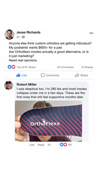 OrthoFlexx ad: Arch Support That Doesn't Collapse