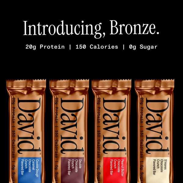 David Protein ad: 20g Protein. 150 Calories. 0g Sugar.