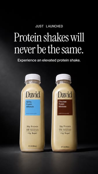 David Protein ad: A chocolate milkshake worth savoring. Velvety and satisfying down to the last sip.