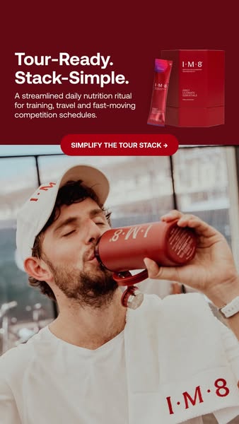 IM8 ad: The Tour Never Stops. Neither Does Recovery.