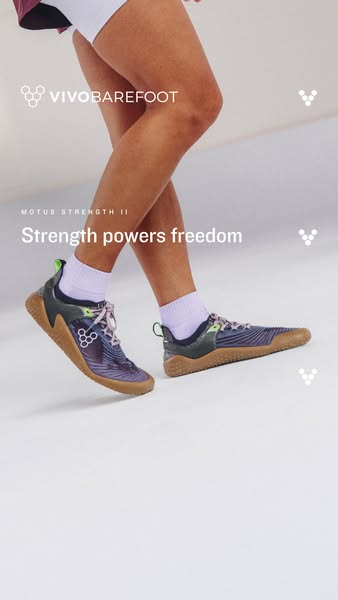 Vivobarefoot ad: Strength powers freedom.
