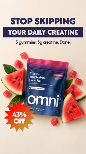 OMNI Longevity ad: Real Creatine - 43% OFF TODAY 👉