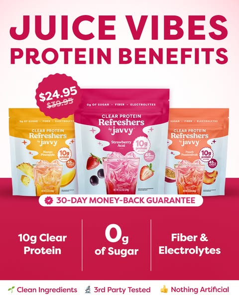 Javvy ad: 🍓 Javvy's Protein Refreshers Are Here!!