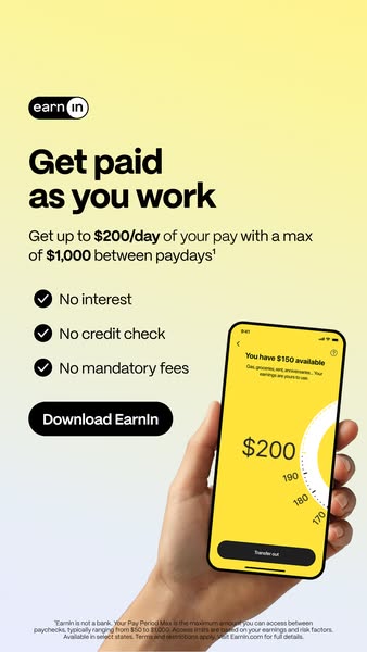 EarnIn ad: EarnIn: Get Up To $200 Per Day