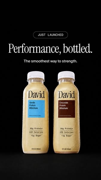 David Protein ad: A chocolate milkshake worth savoring. Velvety and satisfying down to the last sip.