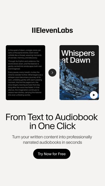 ElevenLabs ad: ElevenLabs | Trusted by 1,000,000+ Writers & Creators | Audio that Feels Human, AI that Works for You