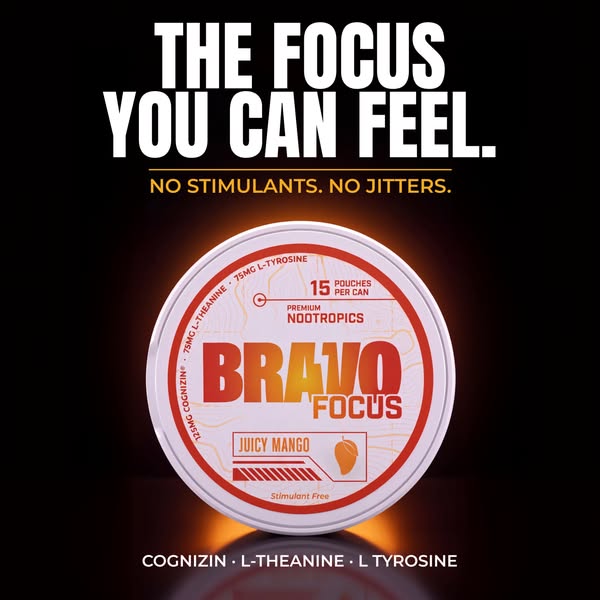 BRAVO Energy Pouches ad: Mango-Flavored Focus Without The Crash