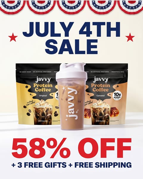 Javvy ad: 4th of July Sale Starts NOW ❤️🤍💙