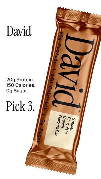 David Protein ad: 20g Protein. 150 Calories. 0g Sugar.