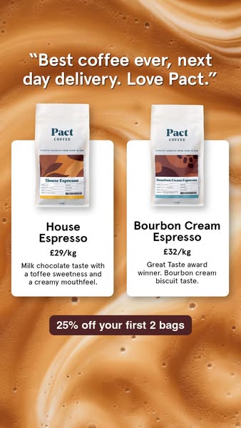 Pact Coffee ad: Freshly roasted to order ☕