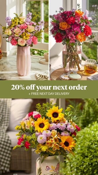 Bloom & Wild ad: 20% off your next order