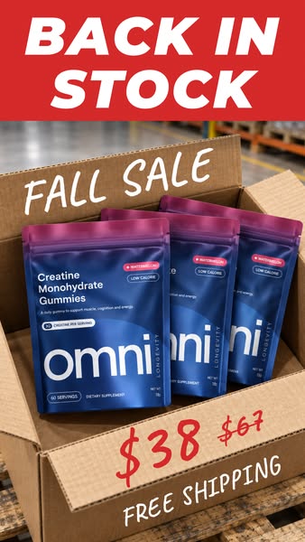 OMNI Longevity ad: Real Creatine - 43% OFF TODAY 👉