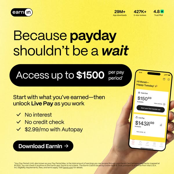 EarnIn ad: Payday Shouldn't Be a Wait