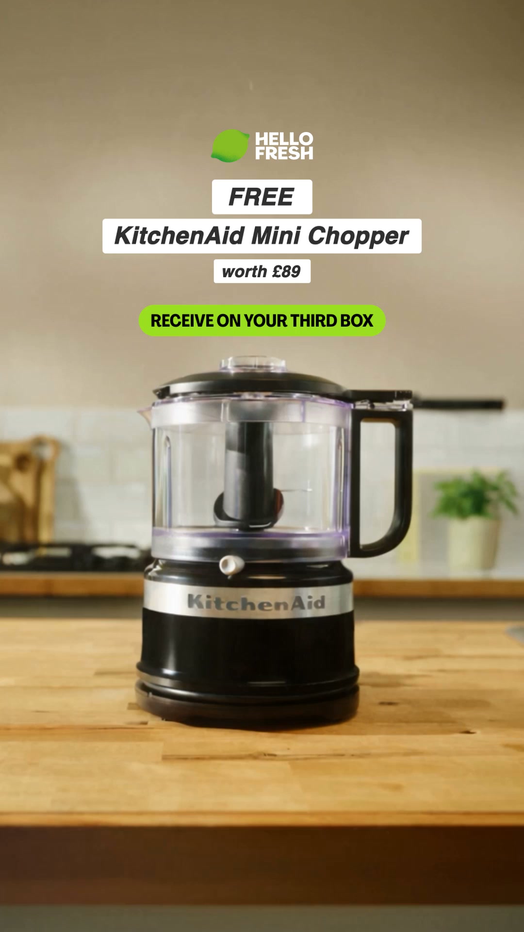 HelloFresh ad: Free KitchenAid Mini Chopper