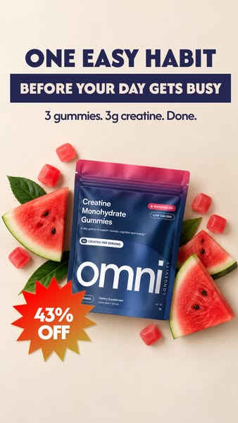 OMNI Longevity ad: Real Creatine - 43% OFF TODAY 👉