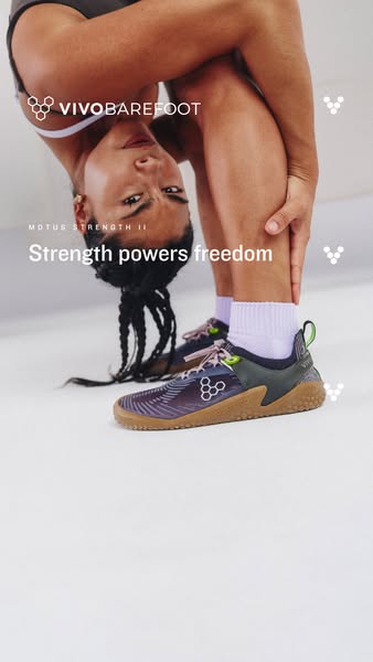 Vivobarefoot ad: Strength powers freedom.