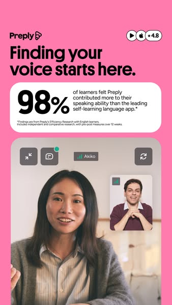 Preply ad: Expert tutors, real results