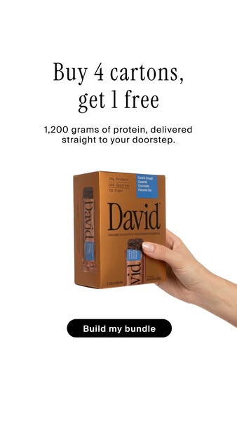 David Protein ad: 20g Protein. 150 Calories. 0g Sugar.
