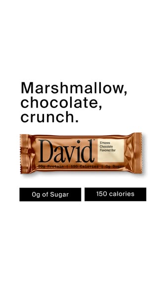 David Protein ad: 20g Protein. 150 Calories. 0g Sugar.