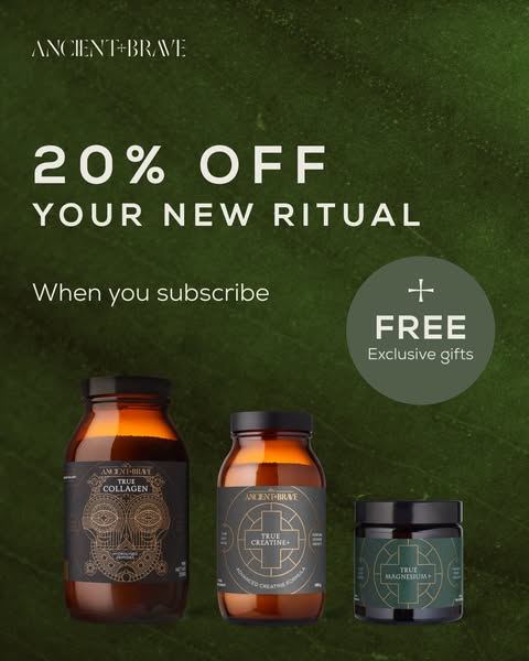 Ancient + Brave ad: Subscribe and Save 20% Off First 3 Orders