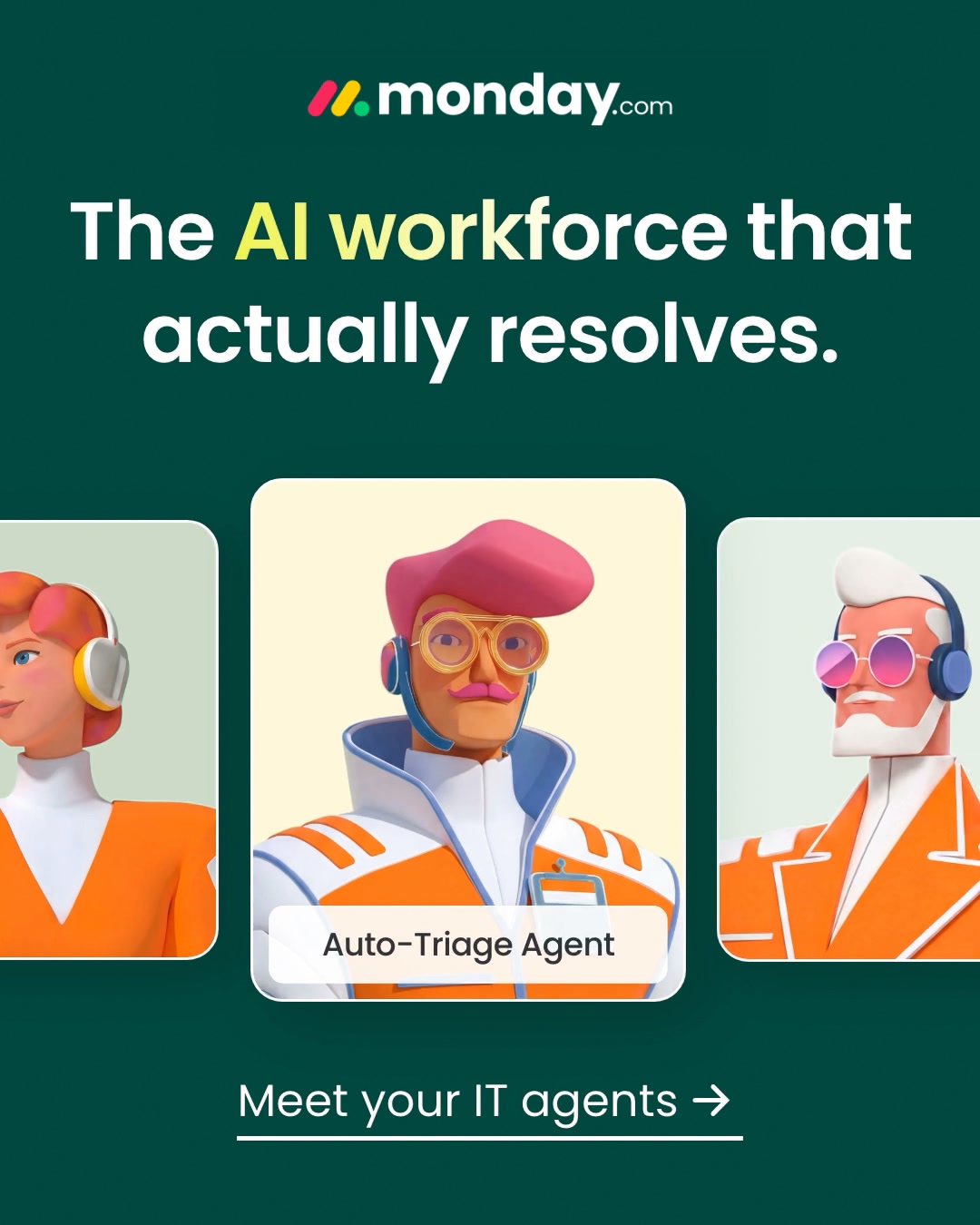 monday.com ad: Your AI IT Workforce, Ready