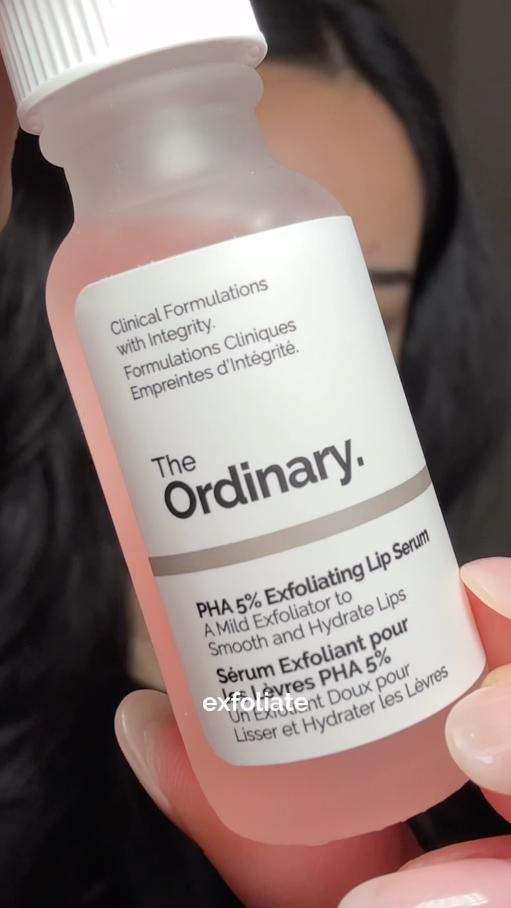 The Ordinary ad: 2 steps for smoother, softer lips 👄 ✨Apply a thin layer of PHA 5% Exfoliating Lip Serum over the lips 💧Seal it in with Squalane + Amino Ac