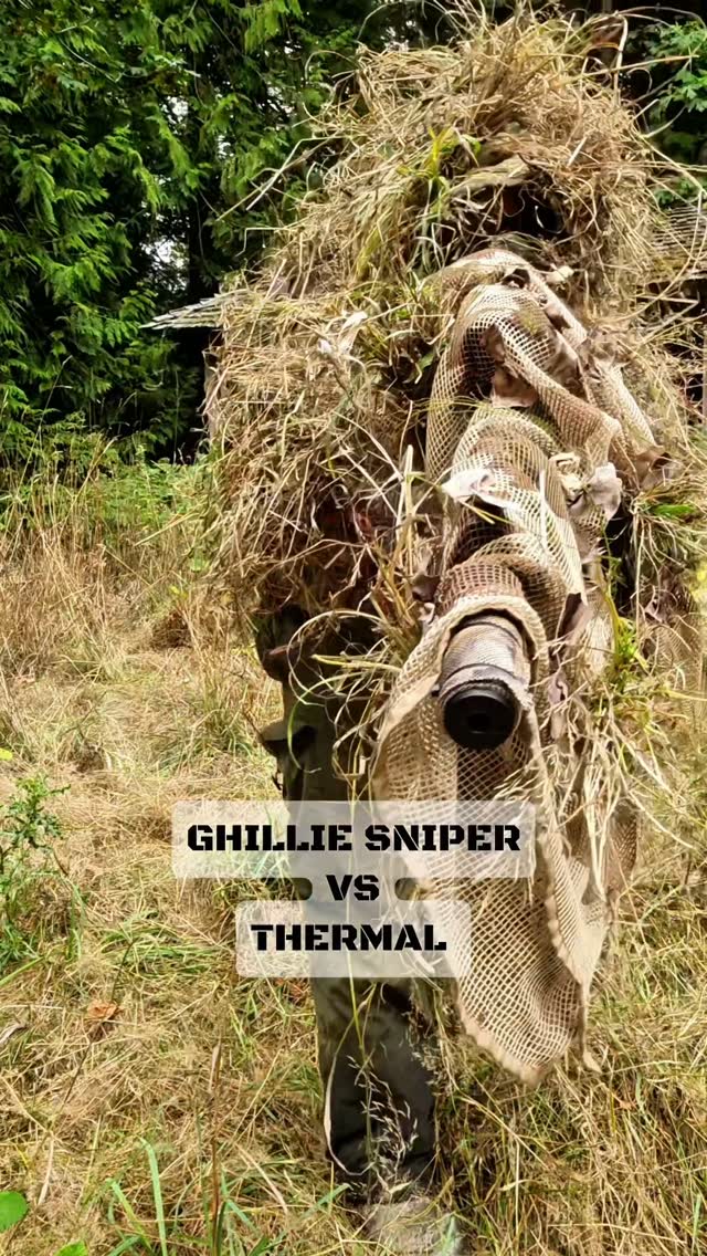 Thermal Master ad: FIND THE GHILLIE SNIPER: Ghillie used is an Amazon build, link in my bio to build your own #ghilliesuit #hideandseek #camouflage #airsoftsni