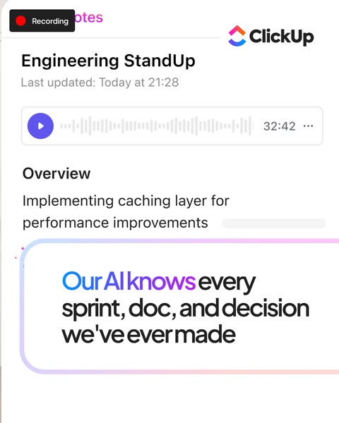 ClickUp ad: AI that knows your actual work