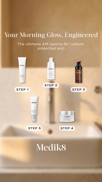 Medik8 ad: A well-structured morning skin routine is the foundation for healthy, radiant skin all day long.