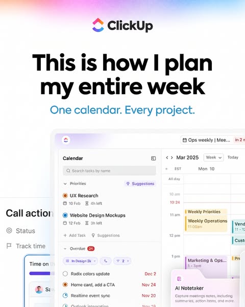 ClickUp ad: From ideas to execution.