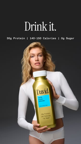 David Protein ad: A chocolate milkshake worth savoring. Velvety and satisfying down to the last sip.