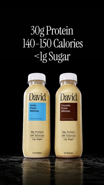 David Protein ad: A chocolate milkshake worth savoring. Velvety and satisfying down to the last sip.