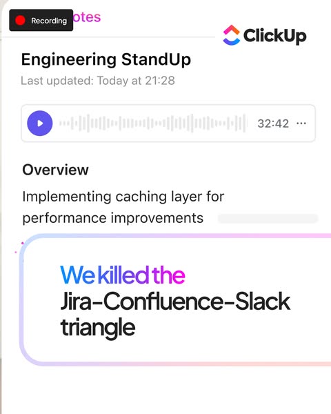 ClickUp ad: AI that knows your actual work