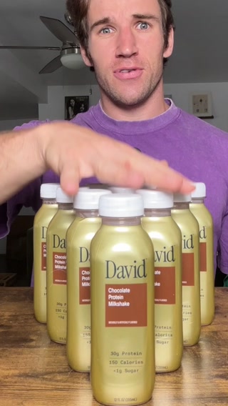David Protein ad: 30g Protein. 140-150 Calories. <1g Sugar.