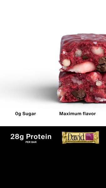 David Protein ad: 28g Protein. 150 Calories. 0g Sugar.