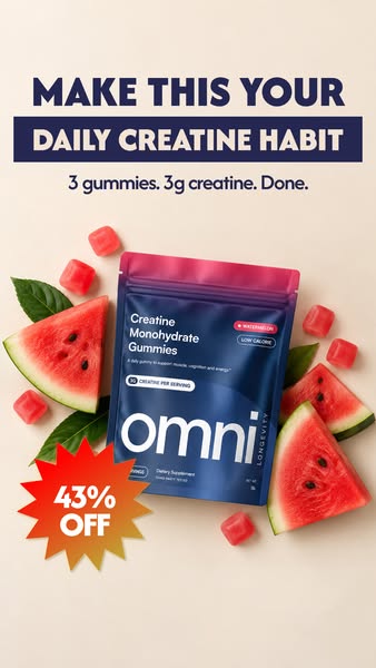OMNI Longevity ad: Real Creatine - 43% OFF TODAY 👉